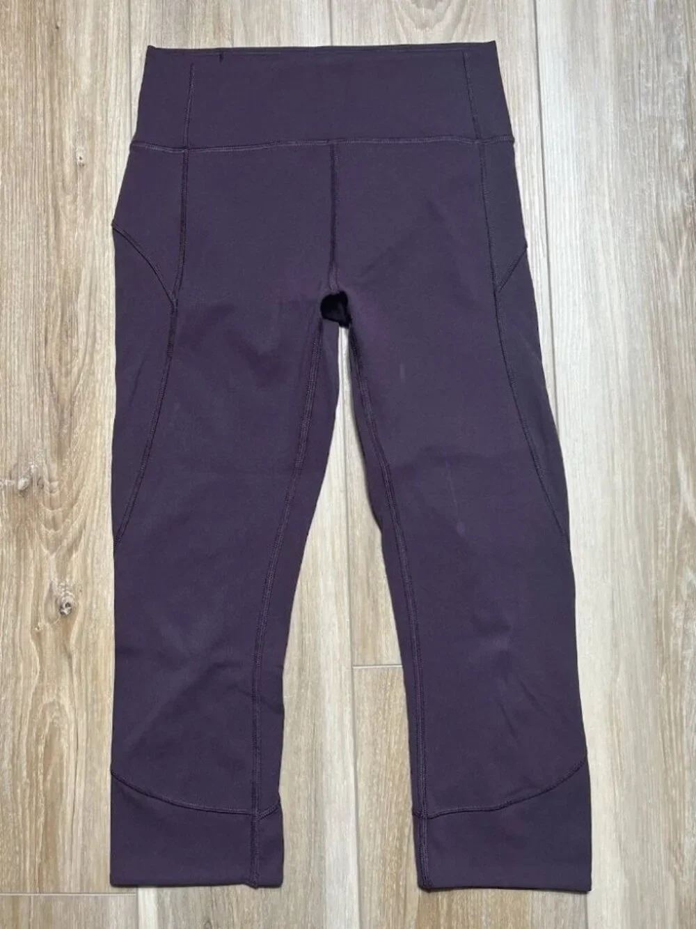Lululemon In Movement Purple Everlux Cropped Leggings - Women Size 6 *Stained